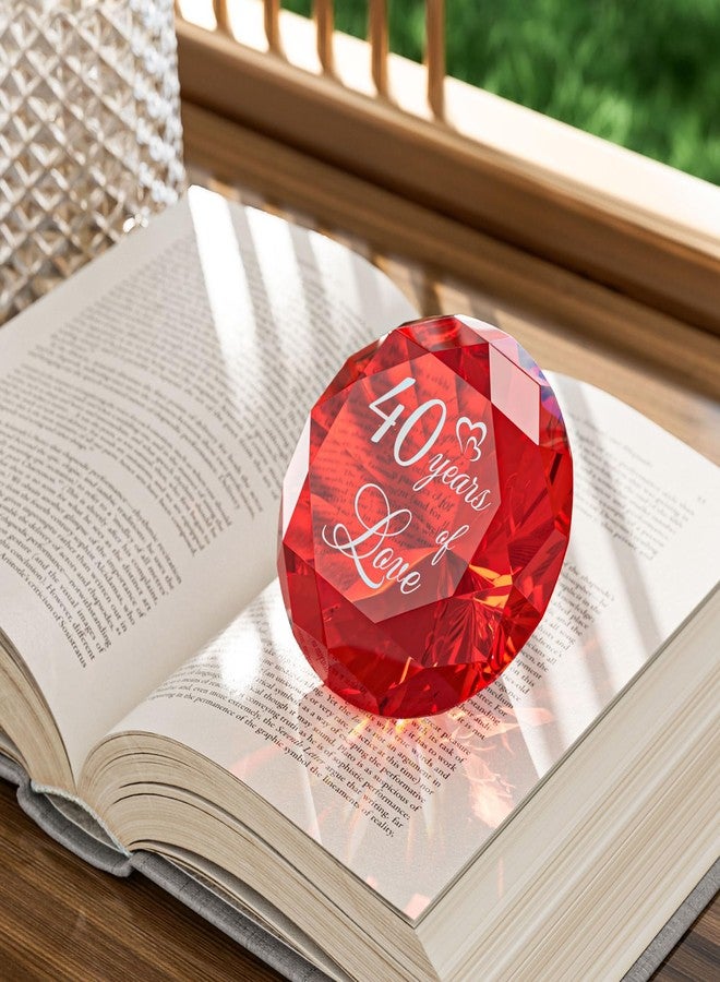 YWHL Happy 40th Wedding Anniversary Romantic Gifts for Her Him, Ruby Wedding Gifts for Her, 40 Years of Love Present for Couple, Red K9 Crystal Diamond Decoration - Image 5